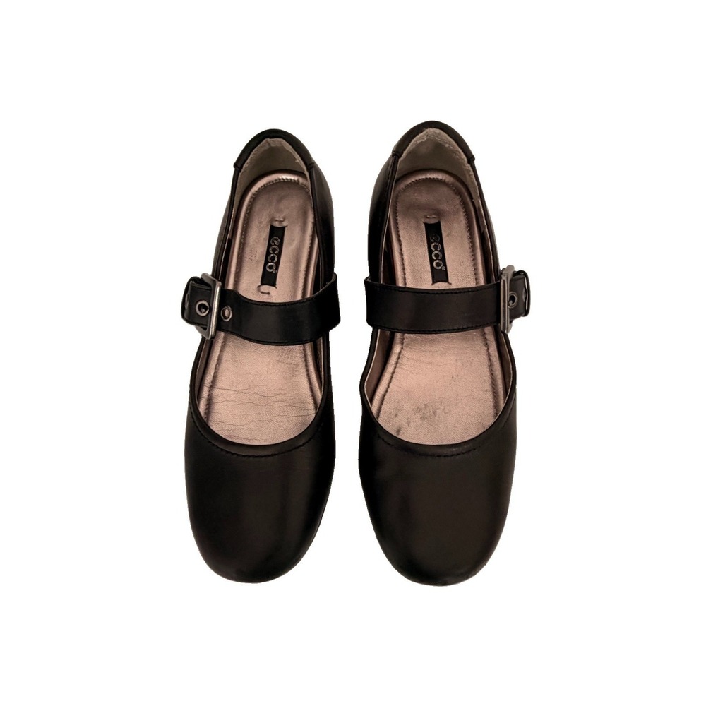 ECCO Womens 36 US 6 Black Leather Mary Jane Comfort Walking Shoes Buckle Strap